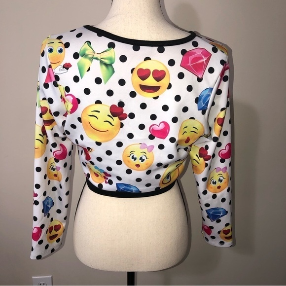 Love J USA Emoji Cropped Long Sleeve Top Polka Dot Size M/L - Picture 4 of 11